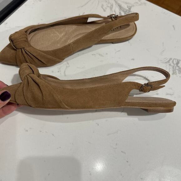J. Jill Women's Nicolette Slingback Tan Suede Bow Flats, NWOT, Size 7.5 - Picture 3 of 4